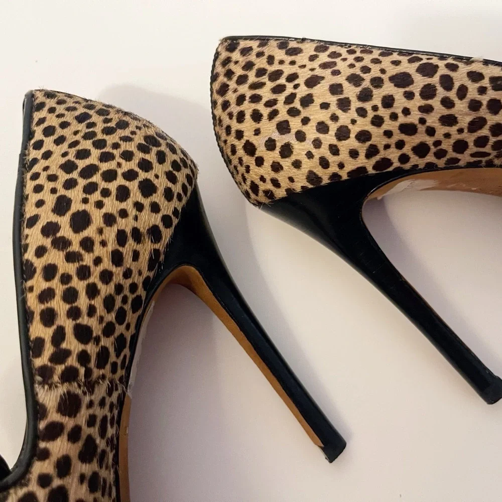 Y2K Ann Taylor Fur Cheetah Print Platform Heels Fall Chic Office Holiday Party